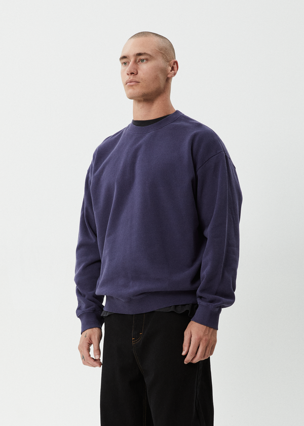 Afends Genesis - Crew Neck Jumper Washed Deep Sea
