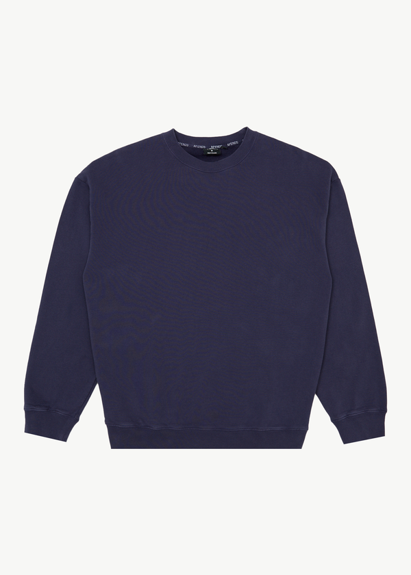 afends Genesis - Crew Neck Jumper Washed Deep Sea