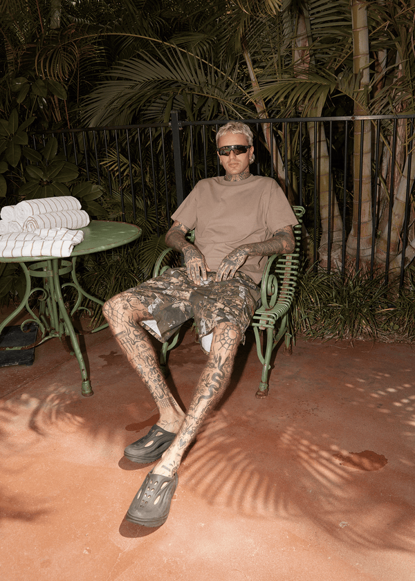 afends Genesis - Heavyweight Boxy Tee Fossil