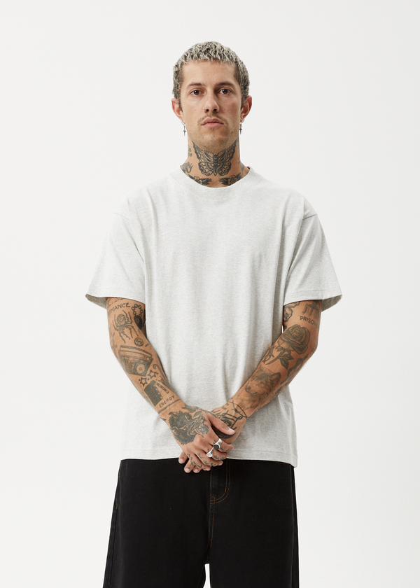 Afends Genesis - Heavyweight Boxy Tee Grey Marle