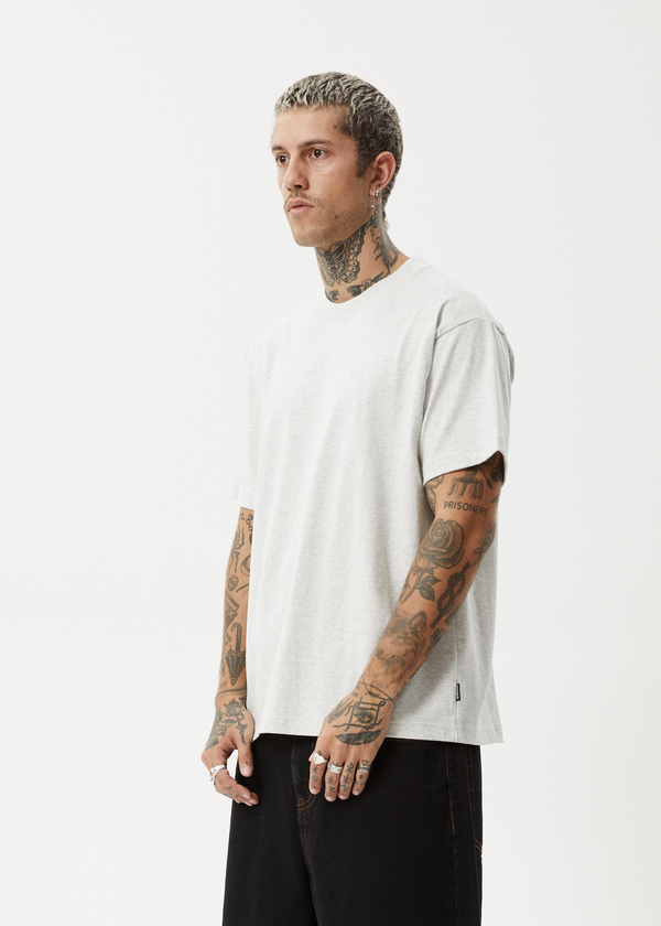 Afends Genesis - Heavyweight Boxy Tee Grey Marle