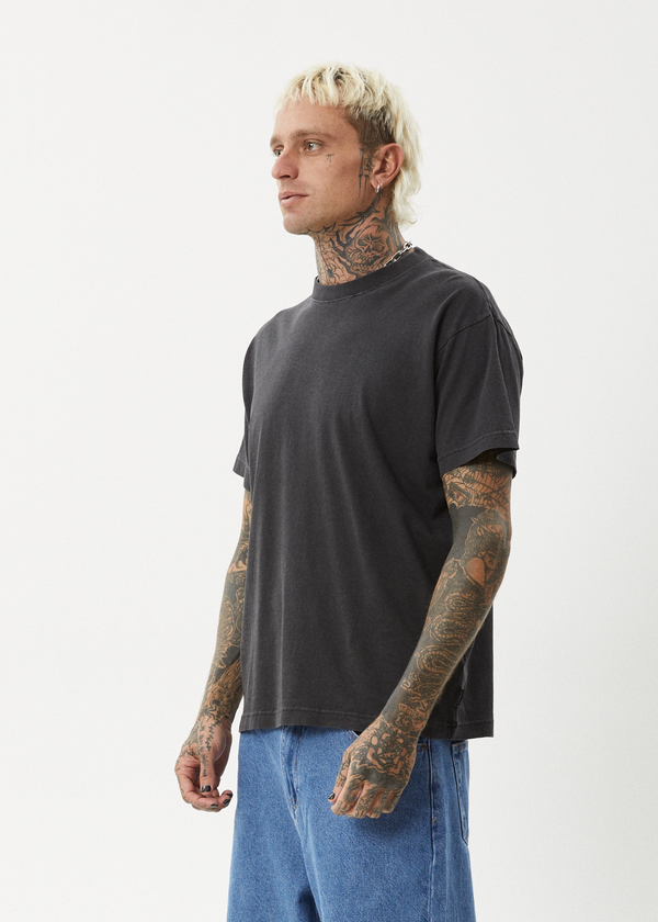 Afends Genesis - Heavyweight Boxy Tee Stone Black