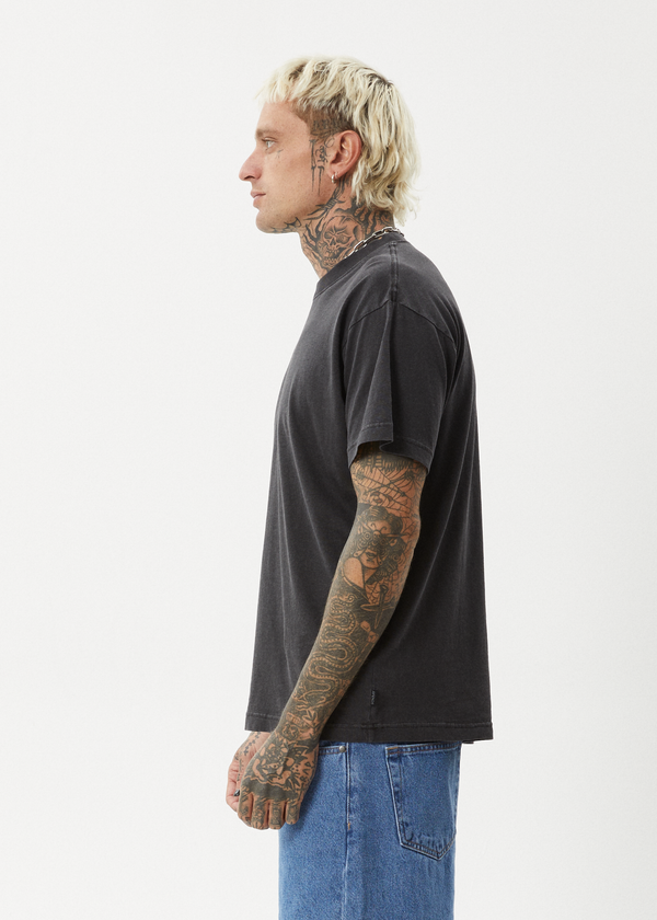 Afends Genesis - Heavyweight Boxy Tee Stone Black