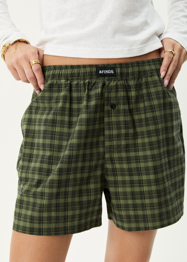 Afends Ghost - Boxer Short Oil Green