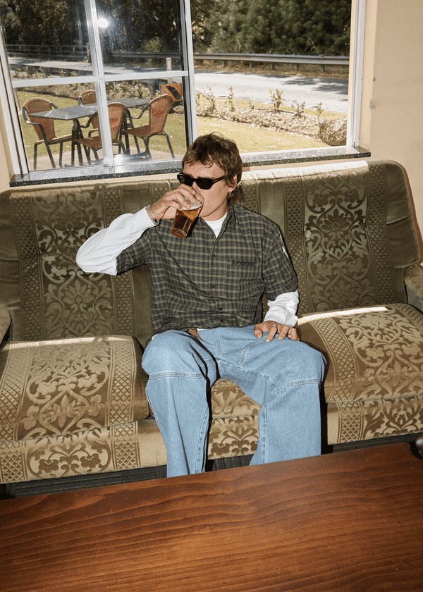 Afends Ghost - Short Sleeve Shirt Oil Green