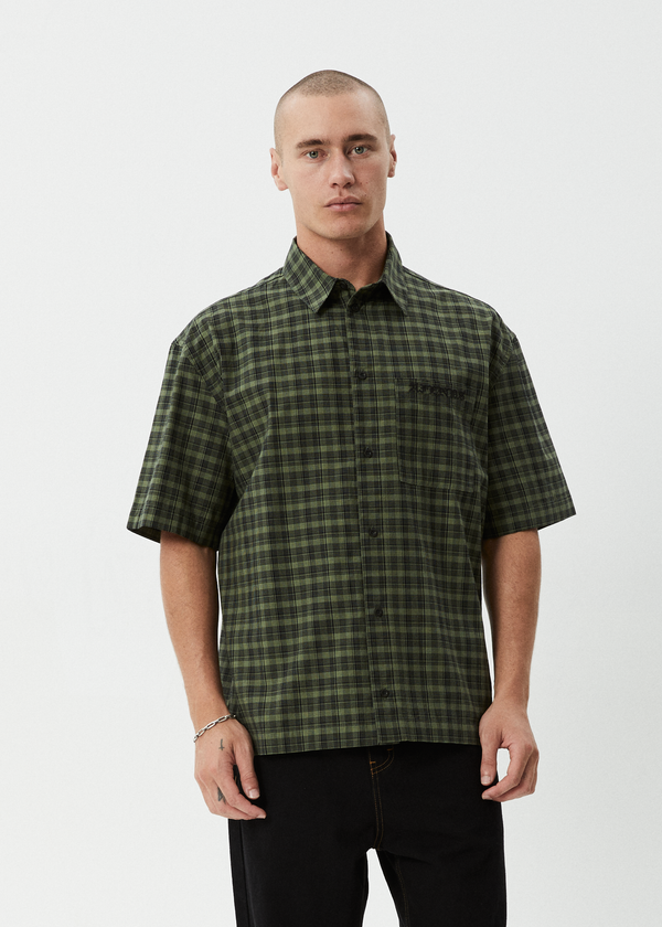 Afends Ghost - Short Sleeve Shirt Oil Green
