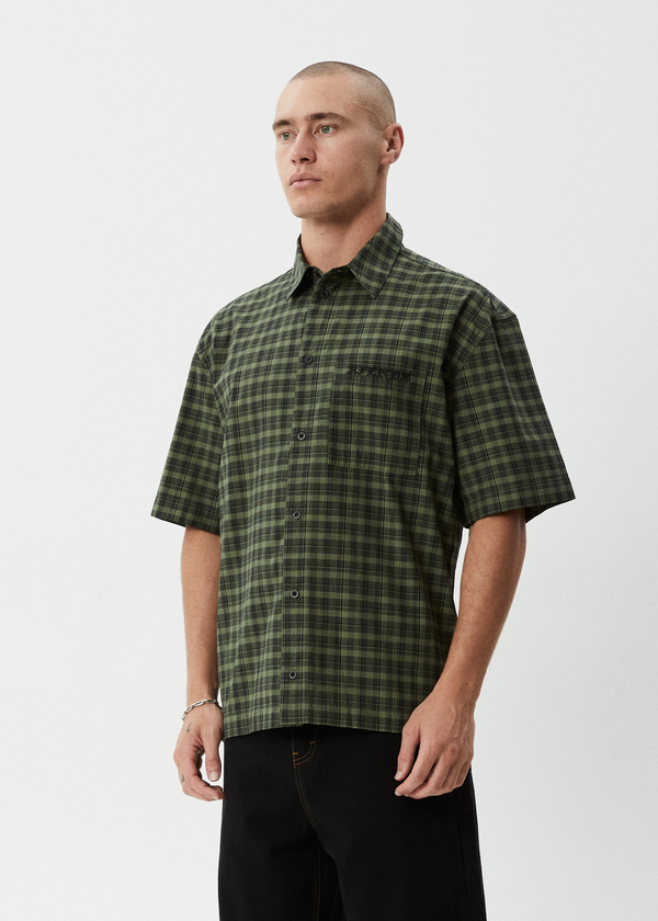 Afends Ghost - Short Sleeve Shirt Oil Green
