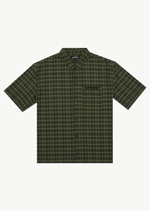 afends Ghost - Short Sleeve Shirt Oil Green