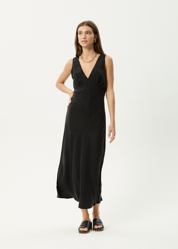Afends Gia - Cupro Maxi Dress Black