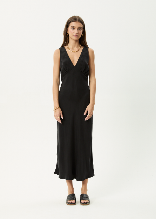 afends Gia - Cupro Maxi Dress Black