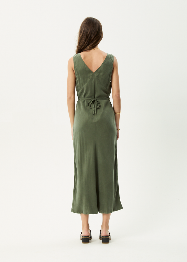 Afends Gia - Cupro Maxi Dress Deep Green