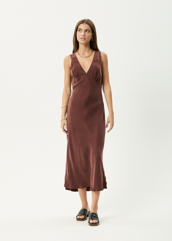 afends Gia - Cupro Maxi Dress Hazelnut