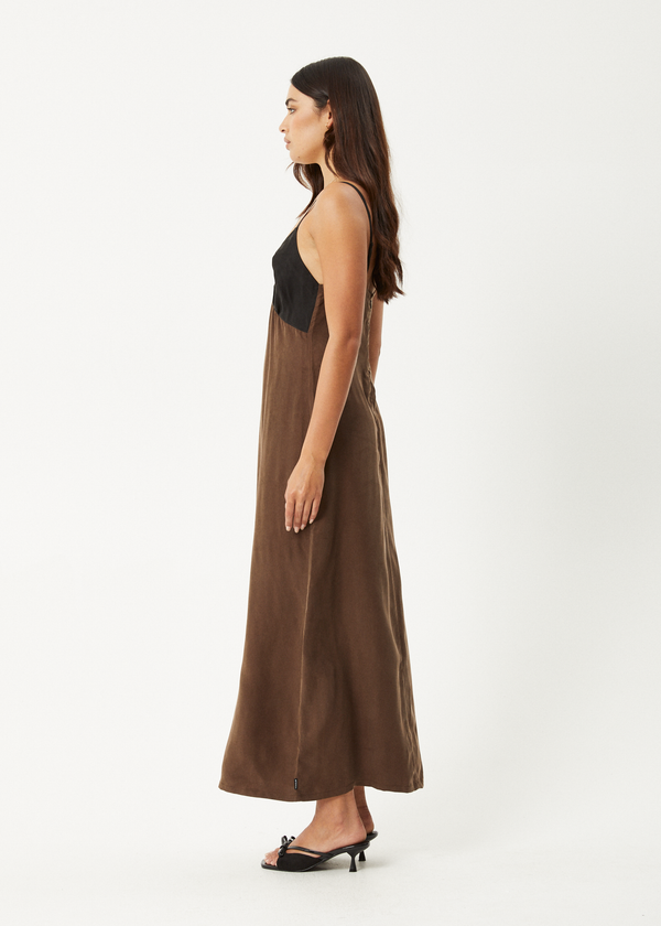 Afends Giselle - Cupro Maxi Dress Coffee