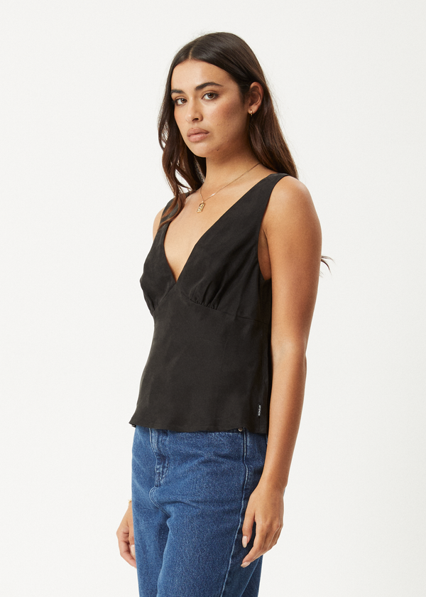 Afends Giselle - Cupro Sleeveless Top Black