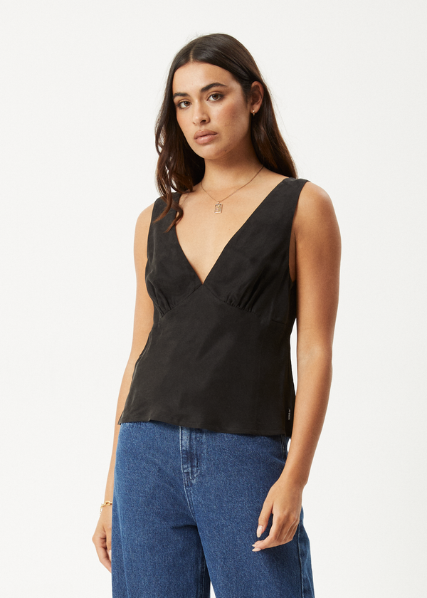 afends Giselle - Cupro Sleeveless Top Black
