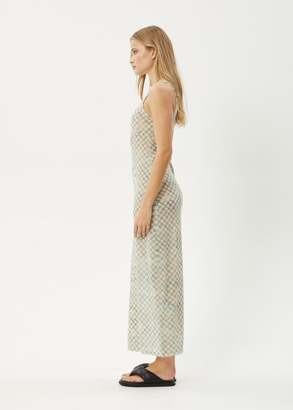 Afends Glasshouse - Sheer Maxi Dress Sand Checker