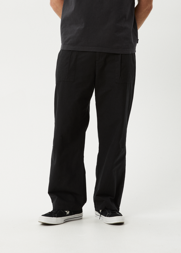 Afends Glider - Pleated Pant Black