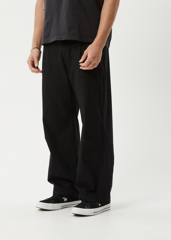 Afends Glider - Pleated Pant Black