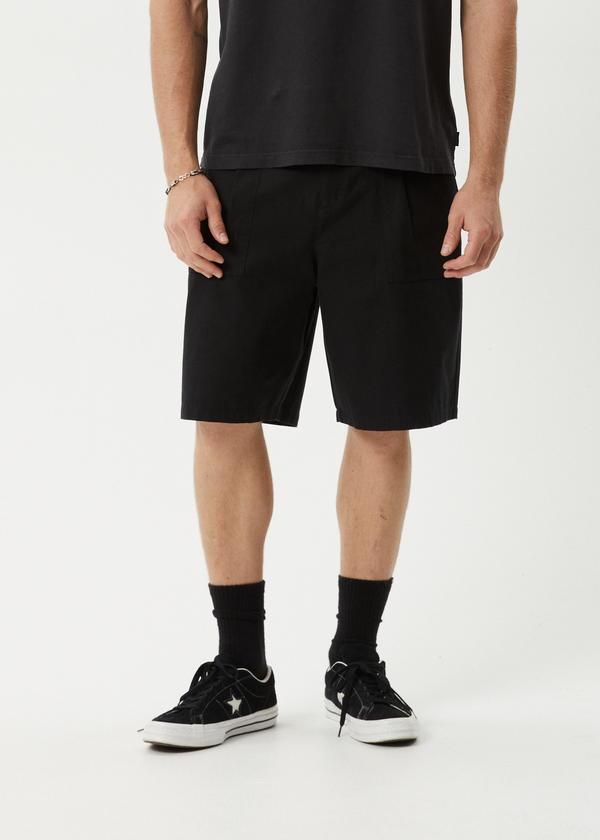Afends Glider - Pleated Short 22" Black