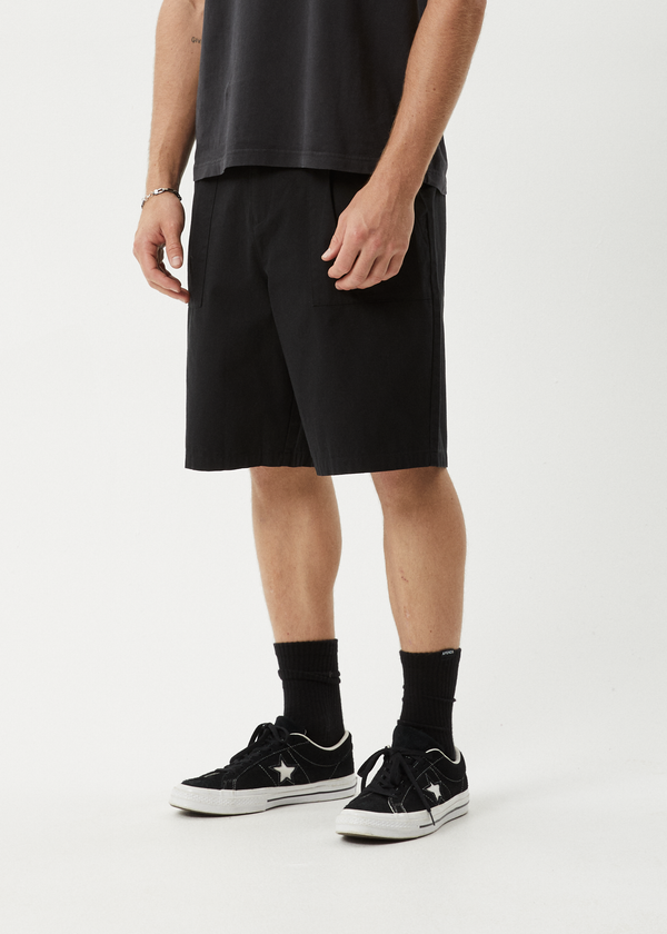 Afends Glider - Pleated Short 22" Black
