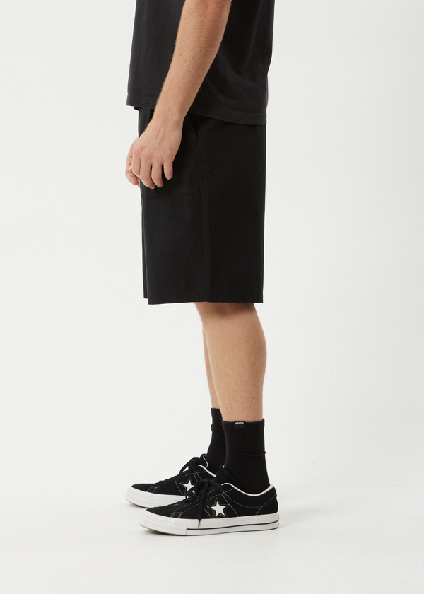 Afends Glider - Pleated Short 22" Black
