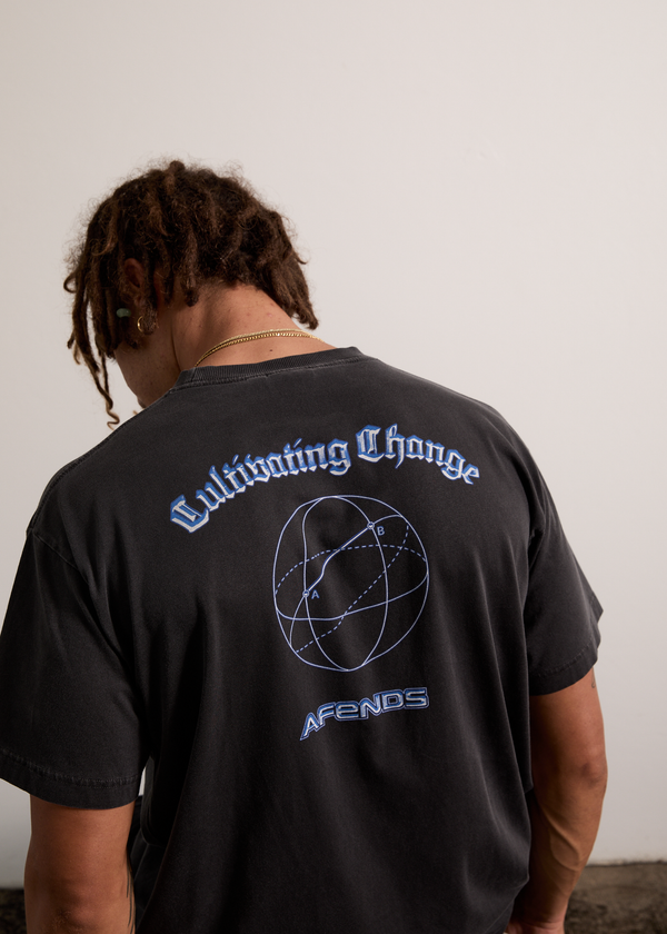 Afends Globalisation - Boxy Tee Stone Black