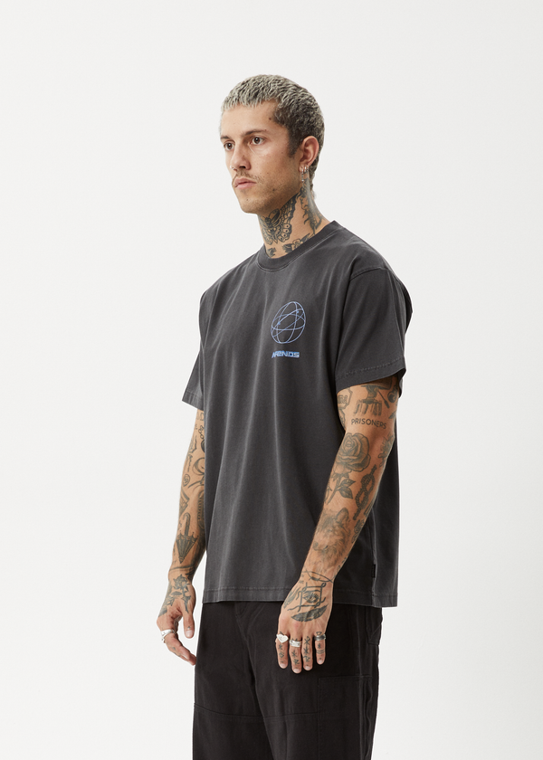 Afends Globalisation - Boxy Tee Stone Black