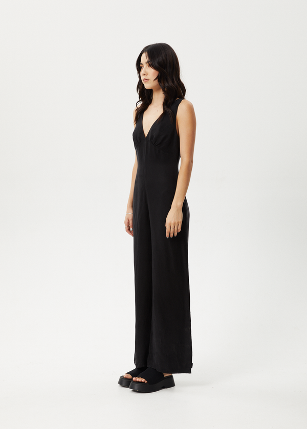 Afends Grace - Cupro Jumpsuit Black