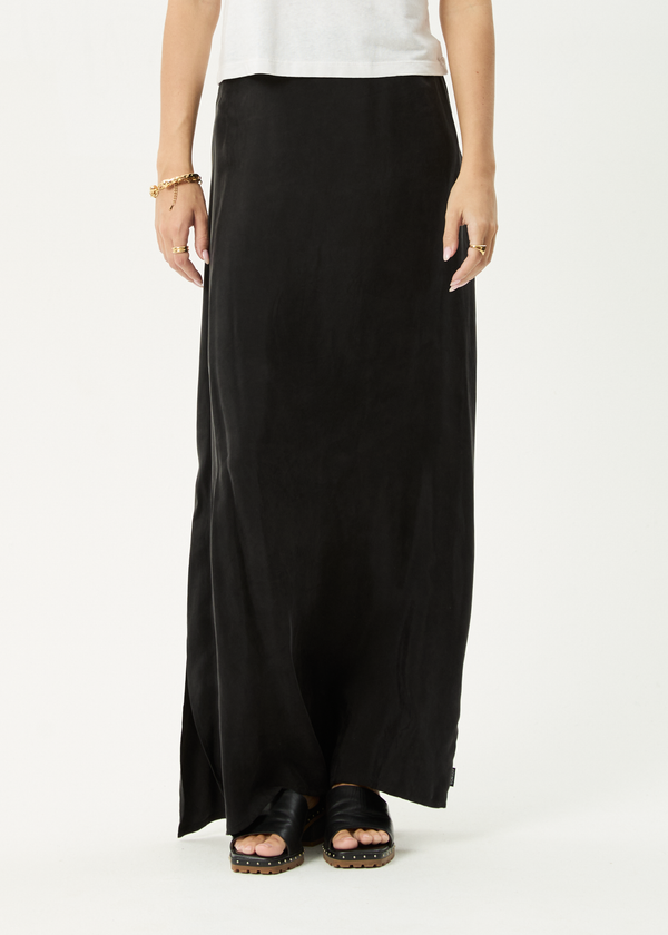 Afends Grace - Cupro Maxi Skirt Black