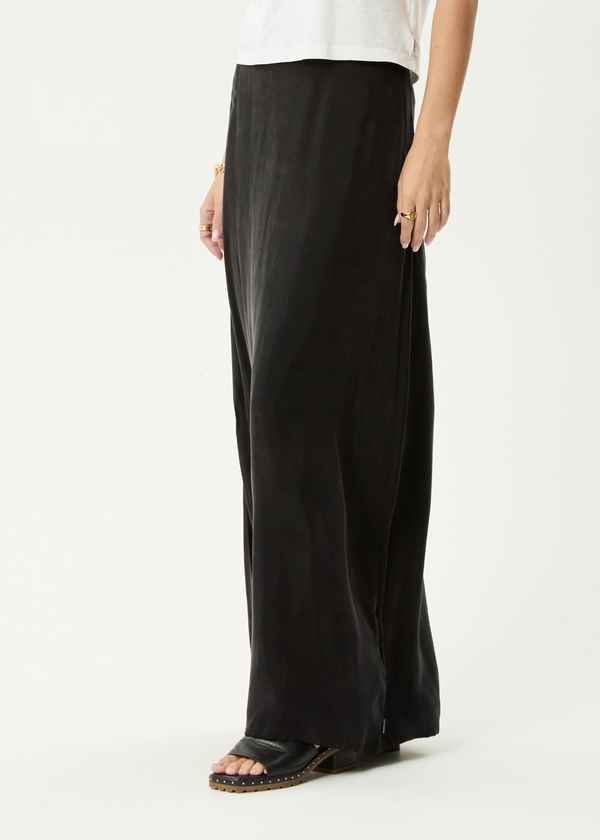 Afends Grace - Cupro Maxi Skirt Black
