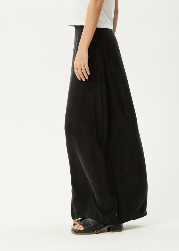 Afends Grace - Cupro Maxi Skirt Black