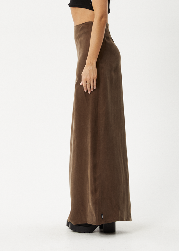 Afends Grace - Cupro Maxi Skirt Coffee