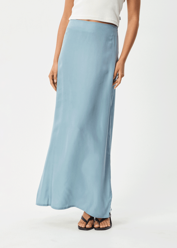 Afends Grace - Cupro Maxi Skirt Ether Blue