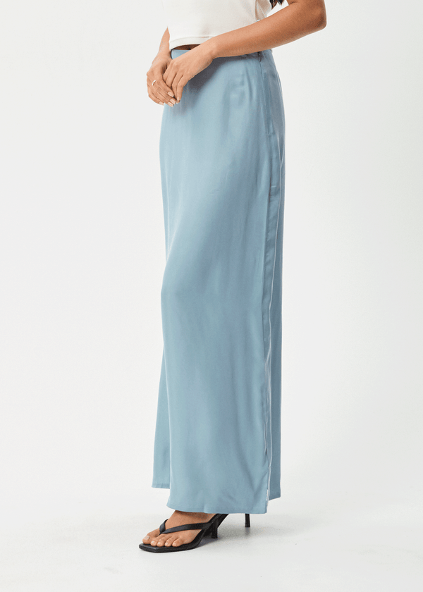 Afends Grace - Cupro Maxi Skirt Ether Blue
