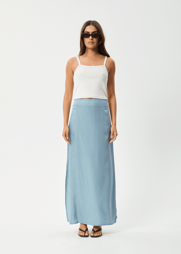 afends Grace - Cupro Maxi Skirt Ether Blue