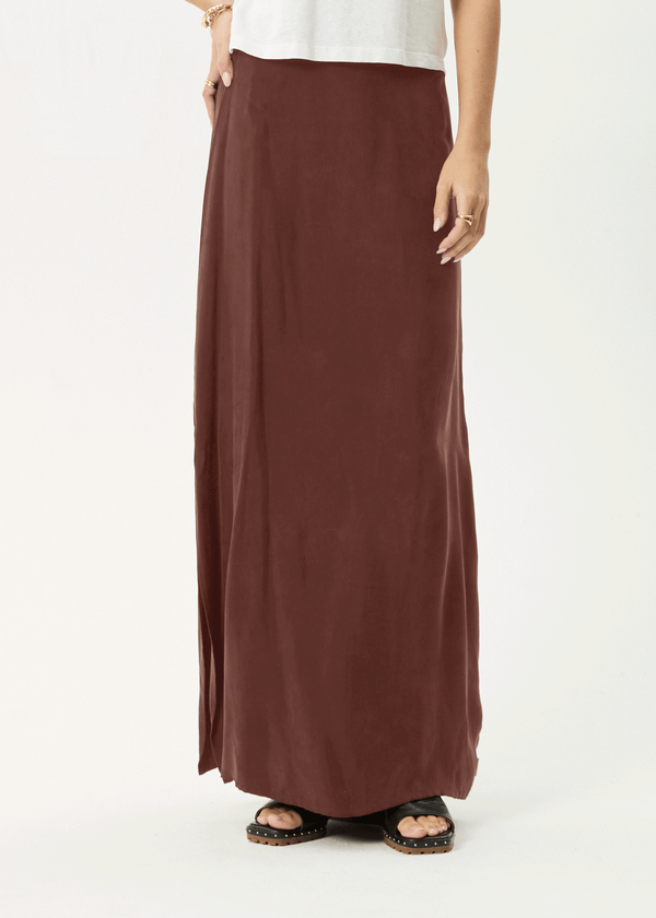 Afends Grace - Cupro Maxi Skirt Hazelnut