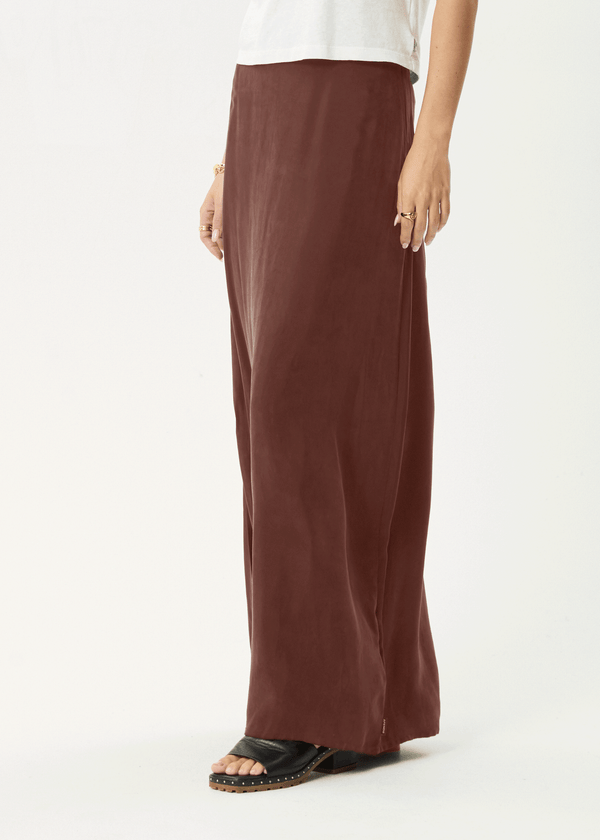 Afends Grace - Cupro Maxi Skirt Hazelnut