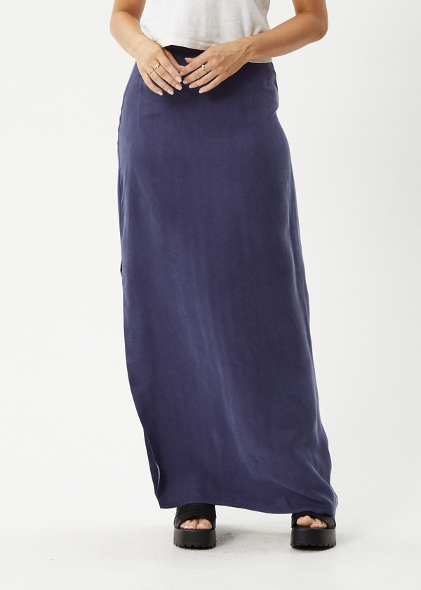 Afends Grace - Cupro Maxi Skirt Navy