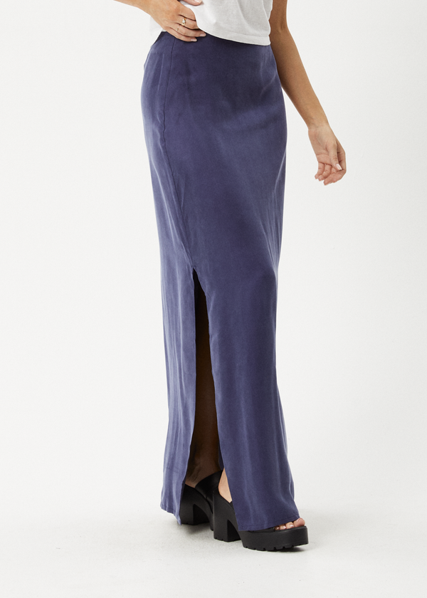 Afends Grace - Cupro Maxi Skirt Navy