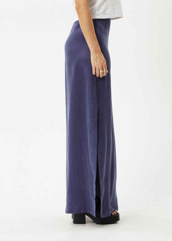 Afends Grace - Cupro Maxi Skirt Navy