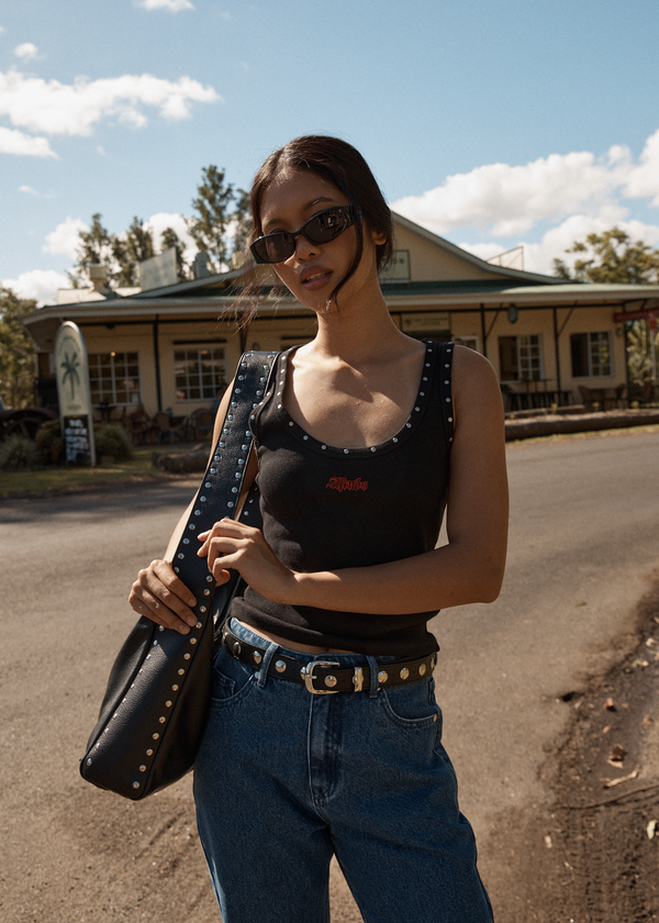 Afends Hardware - Rib Singlet Black