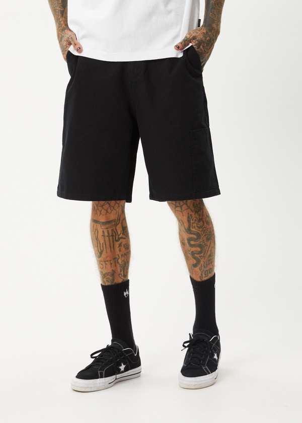 Afends Harper - Canvas Workwear Short 22" Black