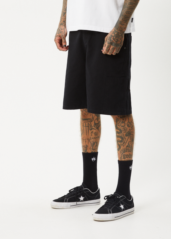 Afends Harper - Canvas Workwear Short 22" Black