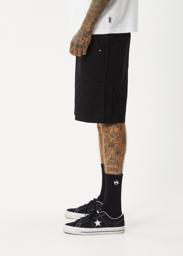Afends Harper - Canvas Workwear Short 22" Black