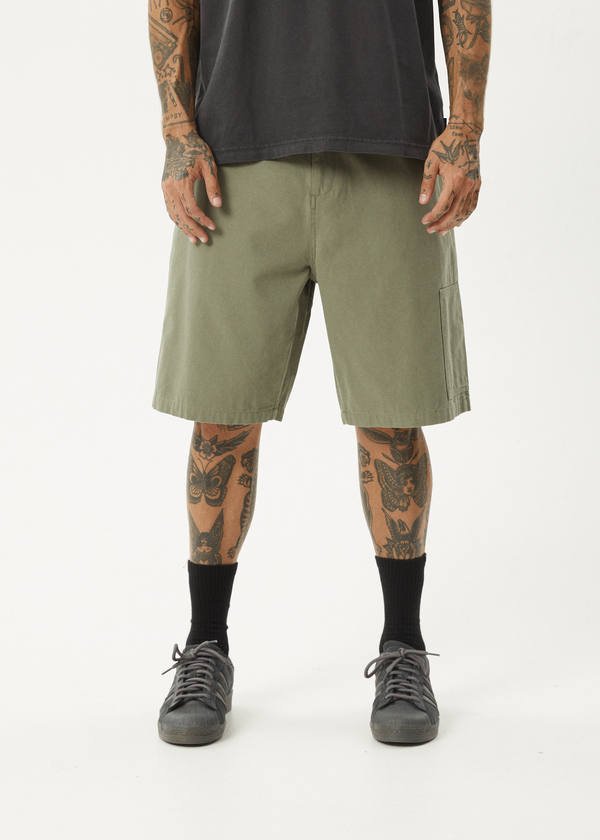Afends Harper - Canvas Workwear Short 22" Olive