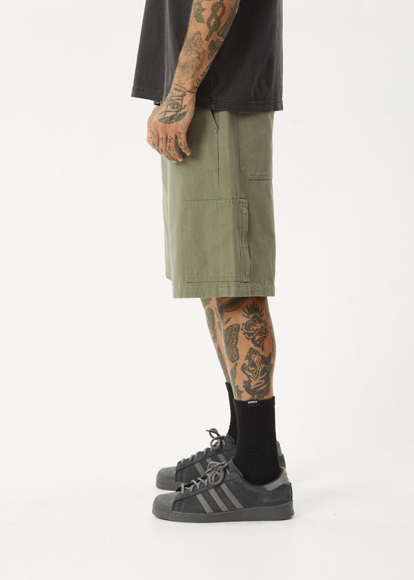 Afends Harper - Canvas Workwear Short 22" Olive