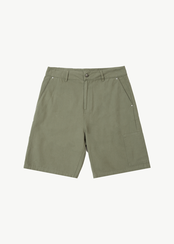 afends Harper - Canvas Workwear Short 22" Olive