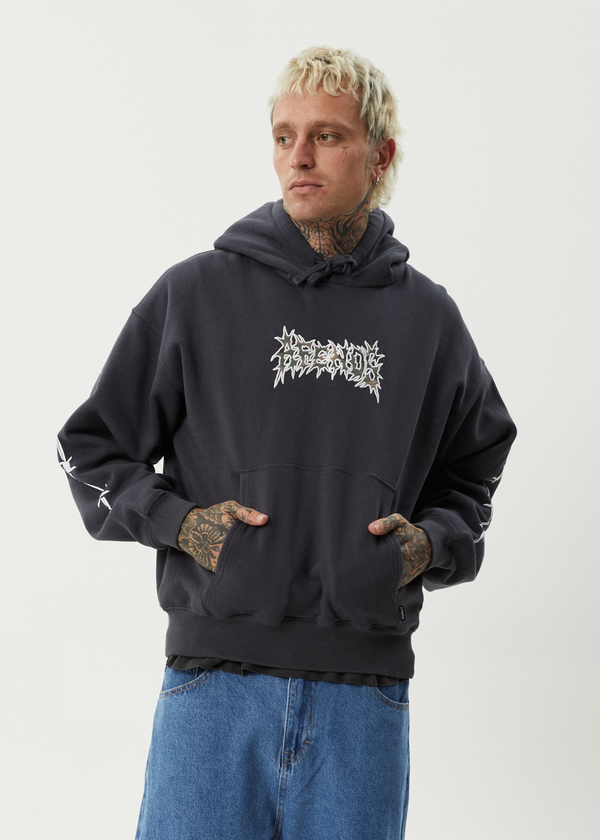 Afends Hidden - Boxy Hoodie Charcoal