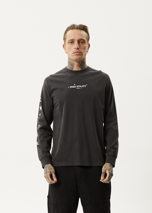 Afends High Utility - Long Sleeve Tee Stone Black