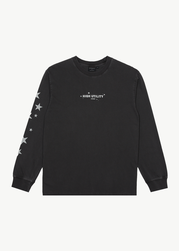 afends High Utility - Long Sleeve Tee Stone Black